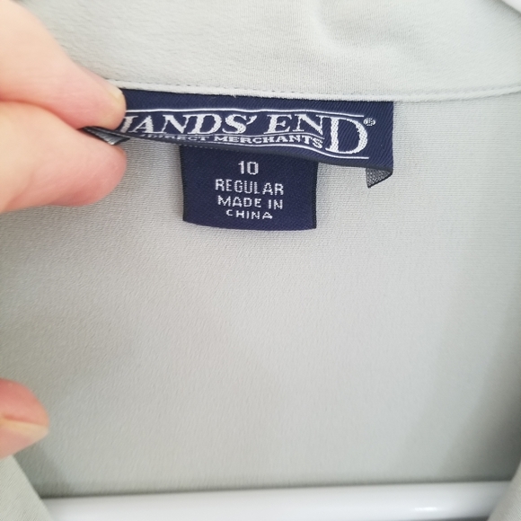 Lands' End 100% silk blouse long sleeve shell buttons size 10 light sea foam - Picture 4 of 8